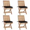 Image de vidaXL Lot de 4 Chaises Pliables de Jardin avec Coussins, Sièges de Terrasse, Chaises de Salle à Manger, Meubles de Patio Extérieur, Teck Solide