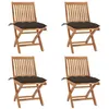 Image de vidaXL Lot de 4 Chaises Pliables de Jardin avec Coussins, Sièges de Terrasse, Chaises de Salle à Manger, Meubles de Patio Extérieur, Teck Solide