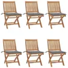 Image de vidaXL Chaises pliables de jardin avec coussins 6 pcs Bois de teck