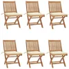 Image de vidaXL Chaises pliables de jardin avec coussins 6 pcs Bois de teck