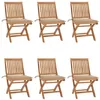 Image de vidaXL Lot de 6 Chaises Pliables de Jardin avec Coussins, Sièges de Terrasse, Chaises de Salle à Manger, Meubles de Patio Extérieur, Bois de Teck