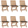 Image de vidaXL Lot de 6 Chaises Pliables de Jardin avec Coussins, Sièges de Terrasse, Chaises de Salle à Manger, Meubles de Patio Extérieur, Bois de Teck