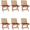 Image de vidaXL Lot de 6 Chaises Pliables de Jardin avec Coussins, Sièges de Terrasse, Chaises de Salle à Manger, Meubles de Patio Extérieur, Bois de Teck