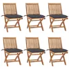 Image de vidaXL Lot de 6 Chaises Pliables de Jardin avec Coussins, Sièges de Terrasse, Chaises de Salle à Manger, Meubles de Patio Extérieur, Bois de Teck