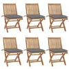 Image de vidaXL Chaises pliables de jardin avec coussins 6 pcs Bois de teck 3072850