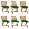 Image de vidaXL Lot de 6 Chaises Pliables de Jardin avec Coussins, Sièges de Terrasse, Chaises de Salle à Manger, Meubles de Patio Extérieur, Bois de Teck