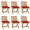 Image de vidaXL Lot de 6 Chaises Pliables de Jardin avec Coussins, Sièges de Terrasse, Chaises de Salle à Manger, Meubles de Patio Extérieur, Bois de Teck