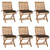 Image de vidaXL Lot de 6 Chaises Pliables de Jardin avec Coussins, Sièges de Terrasse, Chaises de Salle à Manger, Meubles de Patio Extérieur, Bois de Teck