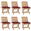 Image de vidaXL Lot de 6 Chaises Pliables de Jardin avec Coussins, Sièges de Terrasse, Chaises de Salle à Manger, Meubles de Patio Extérieur, Bois de Teck