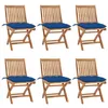 Image de vidaXL Lot de 6 Chaises Pliables de Jardin avec Coussins, Sièges de Terrasse, Chaises de Salle à Manger, Meubles de Patio Extérieur, Bois de Teck