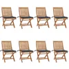 Image de vidaXL Lot de 8 Chaises Pliables de Jardin avec Coussins, Sièges de Terrasse, Chaises de Salle à Manger, Meubles de Patio Extérieur, Teck Solide
