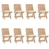 Image de vidaXL Lot de 8 Chaises Pliables de Jardin avec Coussins, Sièges de Terrasse, Chaises de Salle à Manger, Meubles de Patio Extérieur, Teck Solide