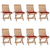 Image de vidaXL Lot de 8 Chaises Pliables de Jardin avec Coussins, Sièges de Terrasse, Chaises de Salle à Manger, Meubles de Patio Extérieur, Teck Solide
