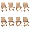 Image de vidaXL Lot de 8 Chaises Pliables de Jardin avec Coussins, Sièges de Terrasse, Chaises de Salle à Manger, Meubles de Patio Extérieur, Teck Solide