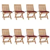 Image de vidaXL Lot de 8 Chaises Pliables de Jardin avec Coussins, Sièges de Terrasse, Chaises de Salle à Manger, Meubles de Patio Extérieur, Teck Solide