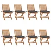 Image de vidaXL Lot de 8 Chaises Pliables de Jardin avec Coussins, Sièges de Terrasse, Chaises de Salle à Manger, Meubles de Patio Extérieur, Teck Solide