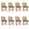 Image de vidaXL Lot de 8 Chaises Pliables de Jardin avec Coussins, Sièges de Terrasse, Chaises de Salle à Manger, Meubles de Patio Extérieur, Teck Solide