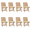 Image de vidaXL Lot de 8 Chaises Pliables de Jardin avec Coussins, Sièges de Terrasse, Chaises de Salle à Manger, Meubles de Patio Extérieur, Teck Solide