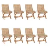 Image de vidaXL Lot de 8 Chaises Pliables de Jardin avec Coussins, Sièges de Terrasse, Chaises de Salle à Manger, Meubles de Patio Extérieur, Teck Solide