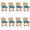 Image de vidaXL Lot de 8 Chaises Pliables de Jardin avec Coussins, Sièges de Terrasse, Chaises de Salle à Manger, Meubles de Patio Extérieur, Teck Solide