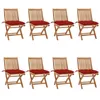 Image de vidaXL Lot de 8 Chaises Pliables de Jardin avec Coussins, Sièges de Terrasse, Chaises de Salle à Manger, Meubles de Patio Extérieur, Teck Solide