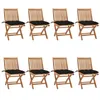 Image de vidaXL Lot de 8 Chaises Pliables de Jardin avec Coussins, Sièges de Terrasse, Chaises de Salle à Manger, Meubles de Patio Extérieur, Teck Solide
