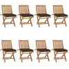 Image de vidaXL Lot de 8 Chaises Pliables de Jardin avec Coussins, Sièges de Terrasse, Chaises de Salle à Manger, Meubles de Patio Extérieur, Teck Solide