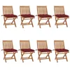 Image de vidaXL Lot de 8 Chaises Pliables de Jardin avec Coussins, Sièges de Terrasse, Chaises de Salle à Manger, Meubles de Patio Extérieur, Teck Solide