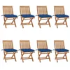 Image de vidaXL Lot de 8 Chaises Pliables de Jardin avec Coussins, Sièges de Terrasse, Chaises de Salle à Manger, Meubles de Patio Extérieur, Teck Solide