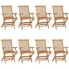 Image de Lot de 8 chaise vidaxl H. 89 cm pliable en bois massif exterieur