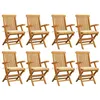 Image de Chaises de jardin avec coussins crème lot de 8 Bois teck massif