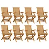 Image de Lot de 8 chaise vidaxl H. 89 cm pliable exterieur en bois massif