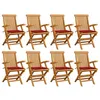 Image de Lot de 8 chaise vidaxl H. 89 cm pliable en teck exterieur rouge