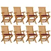 Image de Lot de 8 chaise vidaxl H. 89 cm pliable exterieur en teck bois