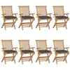 Image de Lot de 8 chaise vidaxl en teck pliable H. 89 cm exterieur gris