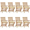 Image de Lot de 8 chaise vidaxl en teck pliable exterieur H. 89 cm blanc