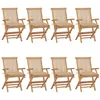 Image de Lot de 8 chaise vidaxl H. 89 cm pliable exterieur en bois massif beige