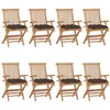Image de Lot de 8 chaise vidaxl en bois massif pliable exterieur H. 89 cm