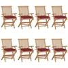 Image de Lot de 8 chaise vidaxl H. 89 cm pliable en teck exterieur bois