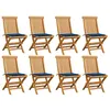 Image de Lot de 8 chaise vidaxl exterieur non pliable H. 89 cm en teck bleu