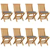 Image de Chaises de jardin et coussins gris lot de 8 Bois de teck massif