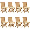 Image de Chaises de jardin et coussins blanc crème lot de 8 Teck massif
