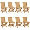 Image de vidaXL Tuinstoelen 8 st met beige kussens massief teakhout3072935