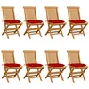Image de Lot de 8 chaise vidaxl en bois massif non pliable H. 89 cm exterieur rouge