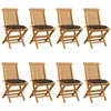 Image de vidaXL Tuinstoelen 8 st met taupe kussens massief teakhout3072940