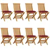 Image de Lot de 8 chaise vidaxl exterieur non pliable en teck H. 89 cm bois