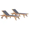 Image de Chaises longues pliables et roulettes lot de 2 Teck textilène
