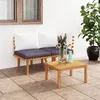 Image de Salon de jardin Vidaxl bois massif gris 2 pieces 65 x 54 x 65 2 personnes