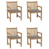 Image de Chaises de jardin lot de 4 et coussins gris Bois de teck solide