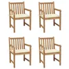 Image de Lot de 4 chaise vidaxl H. 90 cm empilable non pliable exterieur en teck bois